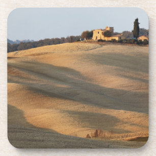 Dessous-de-verre Agricultural field at sunset, Val d'Orcia, Tusca