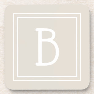 Dessous-de-verre Agritourisme moderne Monogramme Tan & blanc initia