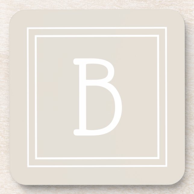 Dessous-de-verre Agritourisme moderne Monogramme Tan & blanc initia (Devant)