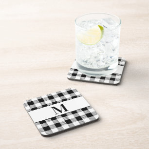Dessous-de-verre Agritourisme Monogramme noir blanc Buffle Plaid