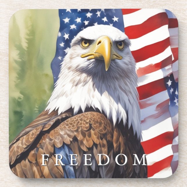 Dessous-de-verre Aigle de la liberté du drapeau américain Motivatio (Devant)