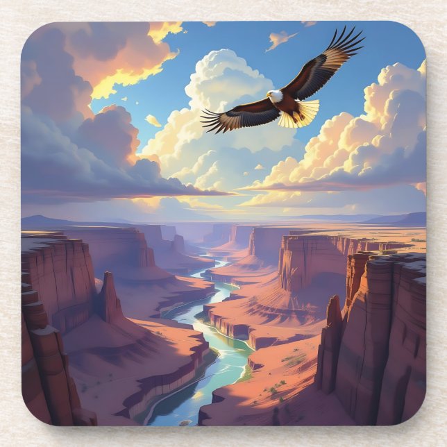 Dessous-de-verre Aigle volant au-dessus d'un canyon (Devant)