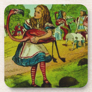 Dessous-de-verre Alice au pays des merveilles Flamant rose Croquet