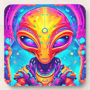 Dessous-de-verre Alien de Cyborg galactique avec Neon Glow