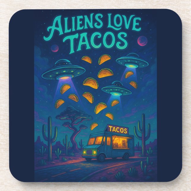 Dessous-de-verre Aliens Love Tacos (Devant)