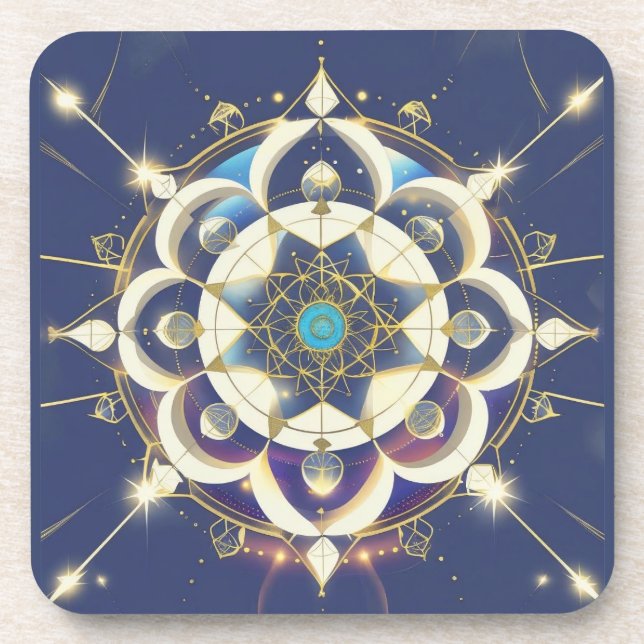 Dessous-de-verre Alignement Stellaire Doré – Un Univers de Géométri (Devant)