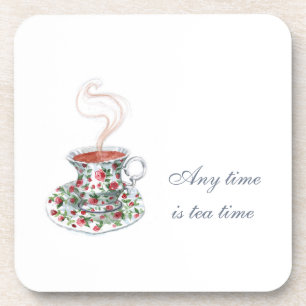 Dessous-de-verre All time is tea time Tea Slogan Quote Vintage Cup