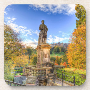 Dessous-de-verre Allan Ramsey Statue Et Château D'Édimbourg