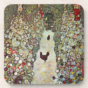 Dessous-de-verre Allée de jardin avec des poules, Gustav Klimt, Art