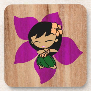 Dessous-de-verre Aloha Honeys Hibiscus hawaïen Vintage Hula Girl