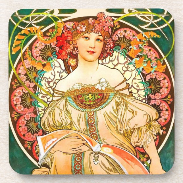 Dessous-de-verre Alphonse Mucha Art Nouveau Daydream (Devant)