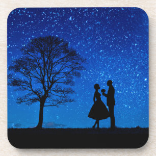 Dessous-de-verre Amants sous une pleine lune