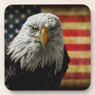 Dessous-de-verre American Bald Eagle on Grunge Flag