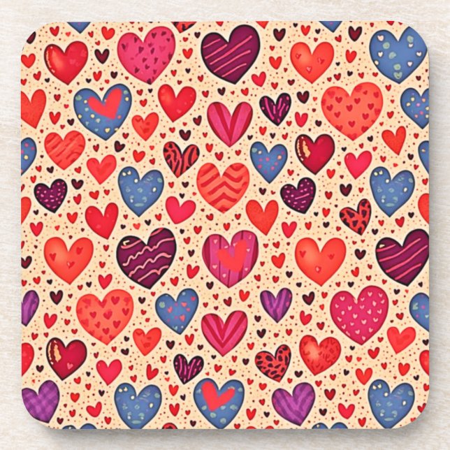 Dessous-de-verre Amour sans couture Coeur Motif Art (Devant)