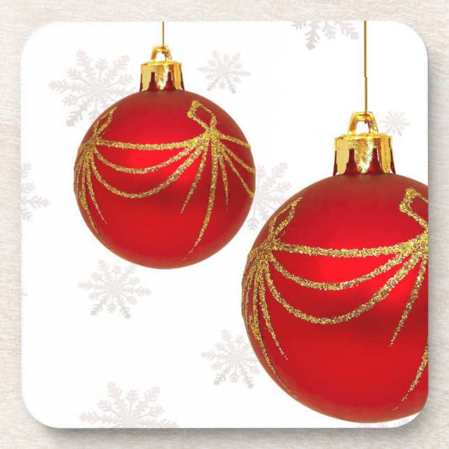 Dessous-de-verre Ampoules de Noël rouge et or Ensemble de Dessous d (Devant)
