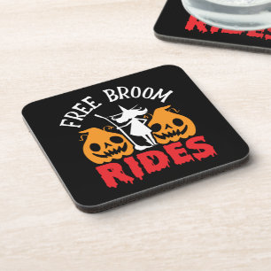 Dessous-de-verre Amusant Halloween Free Broom Rides sorcier Citroui