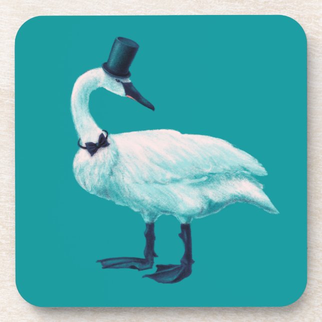 Dessous-de-verre Amusant observation des oiseaux de cygne (Devant)