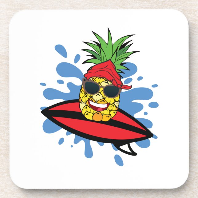 Dessous-de-verre Ananas de surf drôle (Devant)