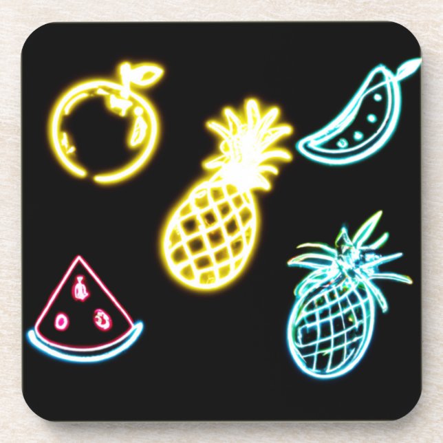 Dessous-de-verre Ananas et fruits tropicaux Neon (Devant)