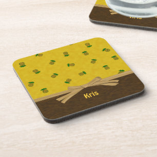 Dessous-de-verre Ananas et personnalisable tropical jaune d'arc