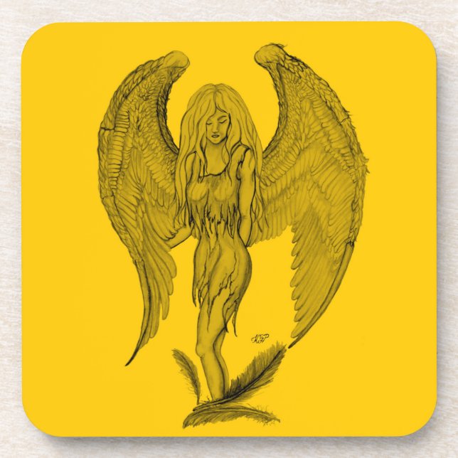 Dessous-de-verre Angel Design noir et jaune (Devant)