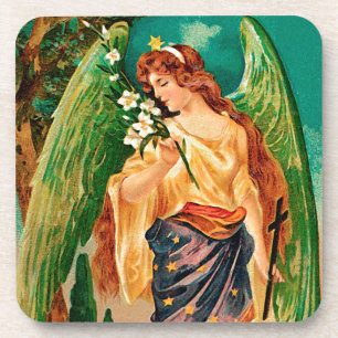 Dessous-de-verre Angel holding a floral branch