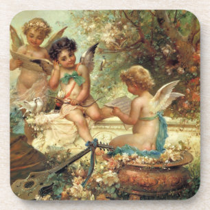 Dessous-de-verre Anges musiciens par Hans Zatzka, Victorian Fine Ar