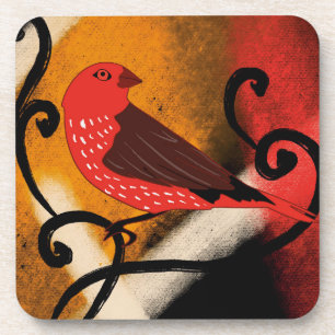 Dessous-de-verre animal africain,Afrique,animaux,oiseau,rouge,
