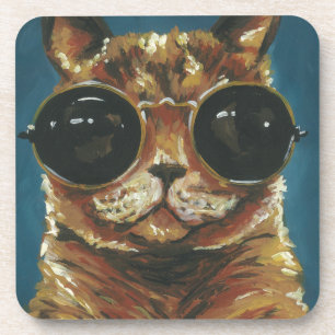 Dessous-de-verre Animal pimpant   Kitty dans des lunettes de soleil