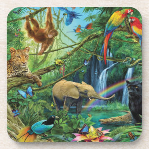 Dessous-de-verre Animals living together throw pillow