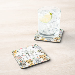 Dessous-de-verre Animaux de la jungle, Safari, Fleurs, Baby shower