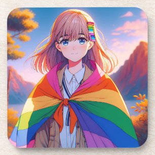 Dessous-de-verre Anime Girl avec LGBTQIA+ Cape