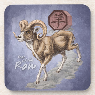 Dessous-de-verre Année chinoise de zodiaque de l'art de RAM