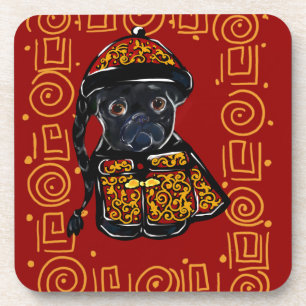 Dessous-de-verre Année du Chien Carlin Noir