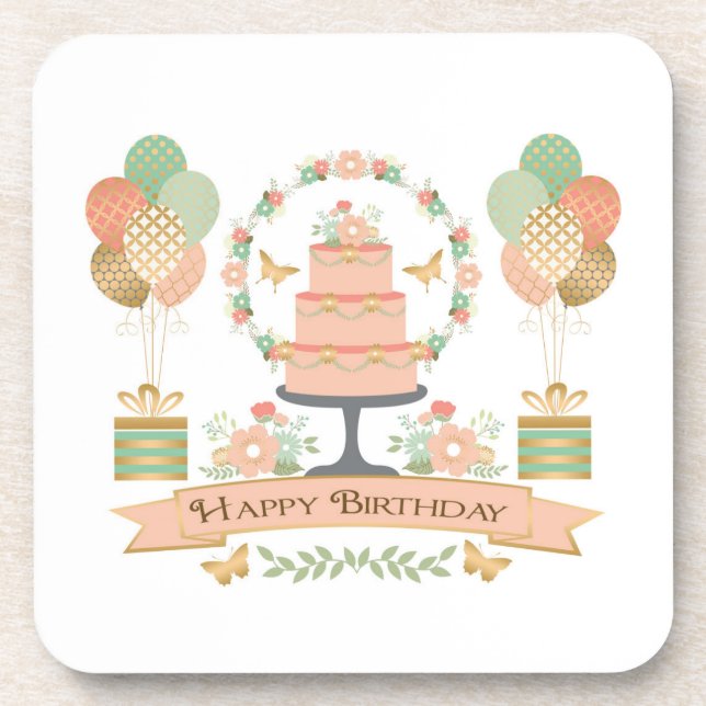 Dessous-de-verre anniversaire rustique chic et moderne (Devant)