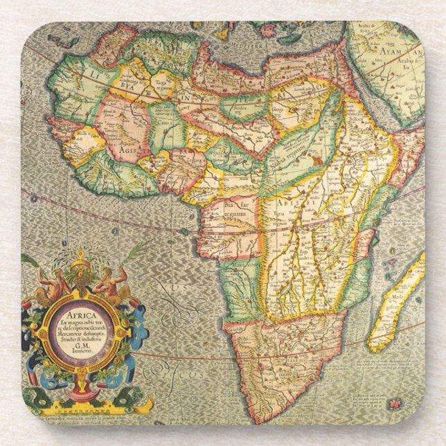 Dessous-de-verre Antique Old World Mercator Map of Africa, 1633 (Devant)