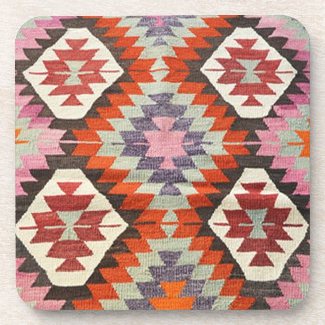 Dessous-de-verre Antique Oriental Turc Tapis Perse Rouge (Devant)