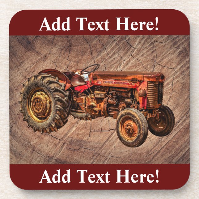 Dessous-de-verre Antique Red Tractor Beverage Coaster (Devant)