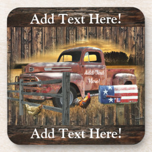 Dessous-de-verre Antique Red Truck Vintage Red Truck Farm Truck Bev