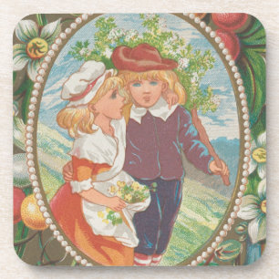 Dessous-de-verre Antique Valentine drôle, ère victorienne, 1874