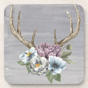 Dessous-de-verre Antlers floraux de cerfs