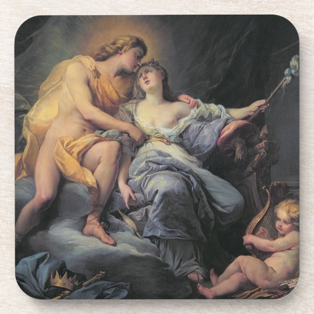 Dessous-de-verre Apollo caressant la nymphe Leucothea (huile sur le (Devant)