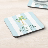 Aqua Blue Cabana Stripes Palm Beach Club Anniversa