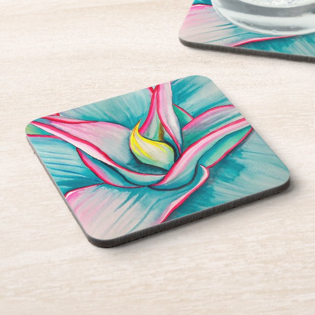 Dessous-de-verre Aquarelle agave succulente art  (Côté gauche)