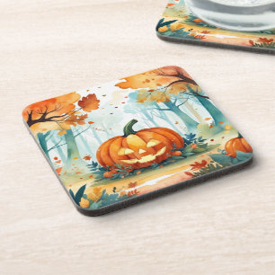 Dessous-de-verre Aquarelle Automne Citrouille Harvest Forest