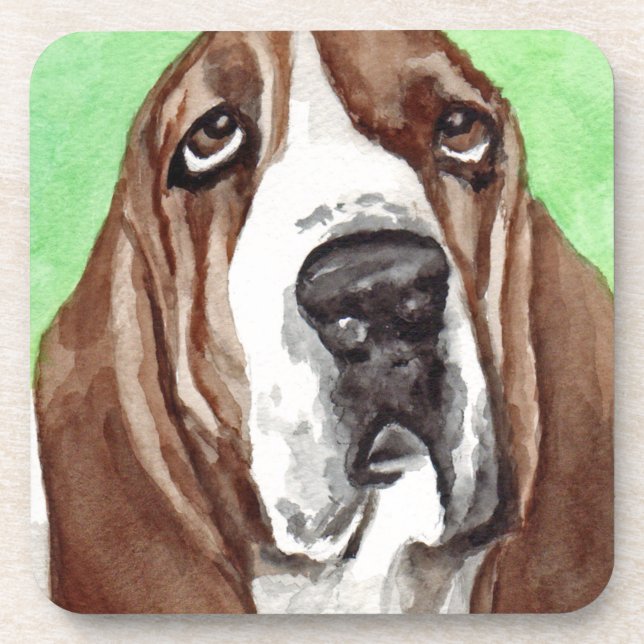 Dessous-de-verre Aquarelle Basset (Devant)