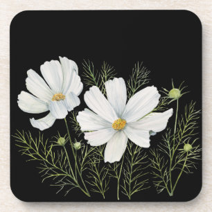 Dessous-de-verre Aquarelle Blanc Cosmos Fleurs Peinture Botanique