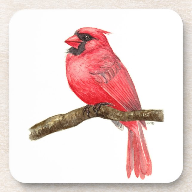 Dessous-de-verre Aquarelle cardinale (Devant)