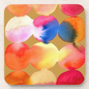 Dessous-de-verre Aquarelle cercle motif art abstrait couleur chaude