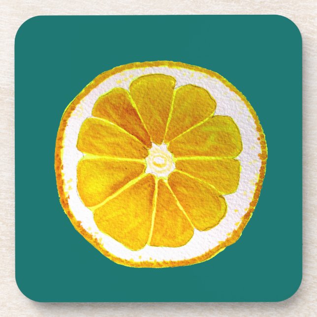 Dessous-de-verre Aquarelle de citron jaune vif (Devant)